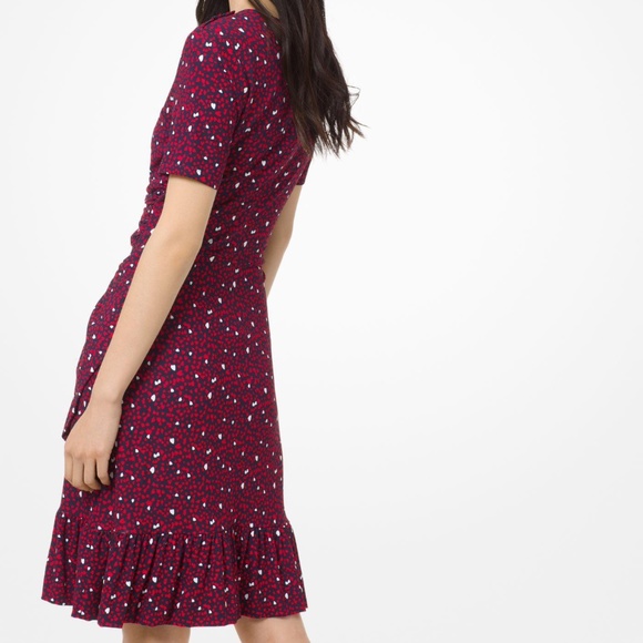 Michael Kors Heart Print Ruched Matte Jersey Dress - Picture 2 of 4
